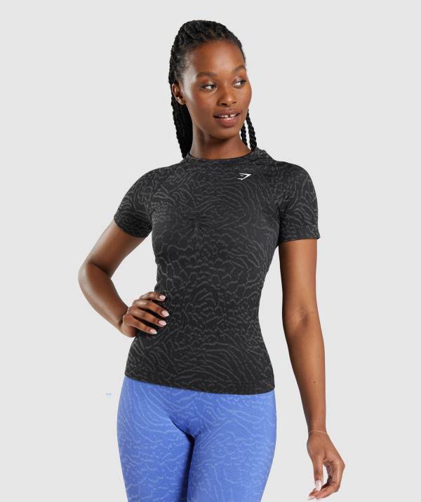Damske Tricka Gymshark Adapt Animal Seamless Čierne | SM9126708